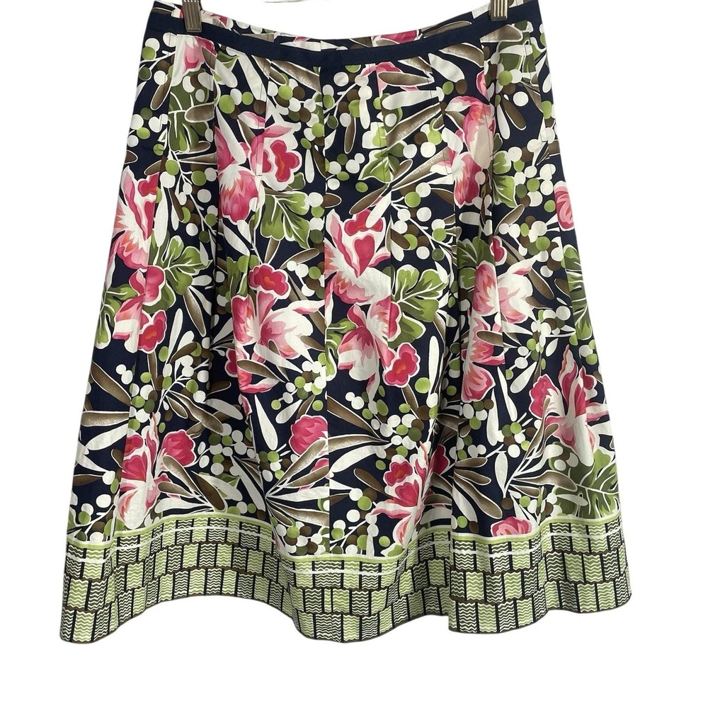 Vintage Talbots‎ Skirt Floral Pleated A-Line Lined Size 12 100% Cotton